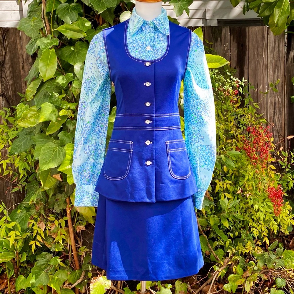 1970s 3 Piece Double Knit Skirt Suit Set